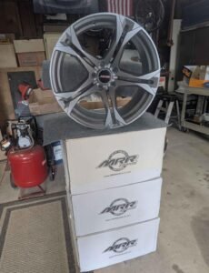 MRR MO-17 wheels for 5th and 6th Gen Camaro.... powder coated Cosmic Gray with SS center caps...20x10 fronts and 20x11 rears. - Image 4