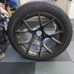 18"x12" rear +41 offset and 18x11" front +9 offset BC Forged track wheels.