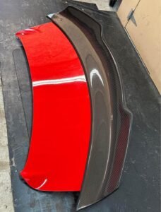 Listing a Red Hot Camaro trunk lid with a Streetfighter LA Carbon wing. I had this setup on my 2017 ZL1 and I’ve decided to change setups. Last year I changed the brake light to the newer black style from GM and that’s included. Spoiler was $1200 new. - Image 4