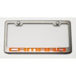 Camaro Tag-License Frame : Chrome, Stainless Steel & Carbon Fiber Camaro Script (Illuminated Options)