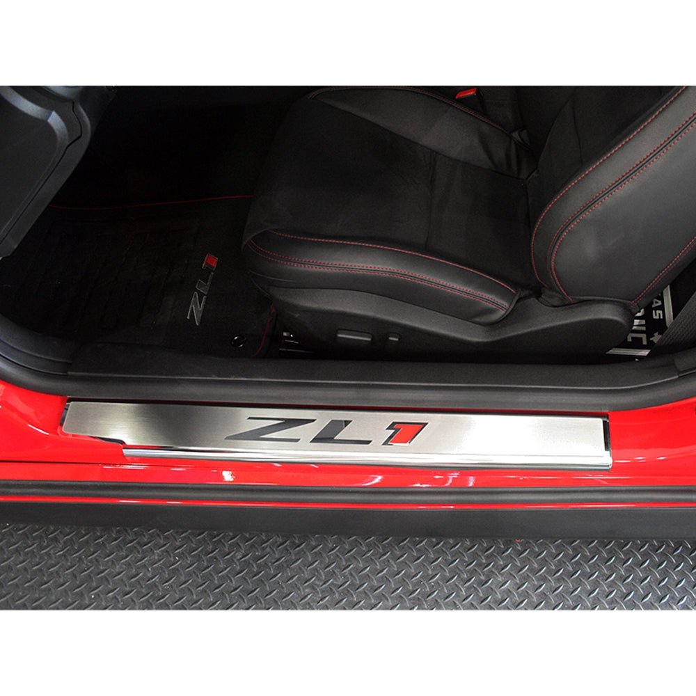 Camaro ZL1 Door Sill Plates - Stainless Steel Executive Style Camaro ZL1 Door Sill Plates - Stainless Steel Executive Style - Image 1