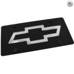 Chevrolet Bowtie License Plate on Black Steel