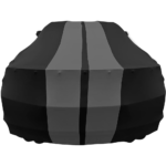 2010-2024 Camaro Ultraguard Sport Series Stretch Satin Indoor Car Cover : Black with Gray Stripes - Image 6