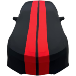 2010-2024 Camaro Ultraguard Sport Series Stretch Satin Indoor Car Cover : Black with Red Stripes - Image 4