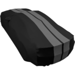 2010-2024 Camaro Ultraguard Sport Series Stretch Satin Indoor Car Cover : Black with Gray Stripes - Image 5