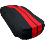 2010-2024 Camaro Ultraguard Sport Series Stretch Satin Indoor Car Cover : Black with Red Stripes - Image 5