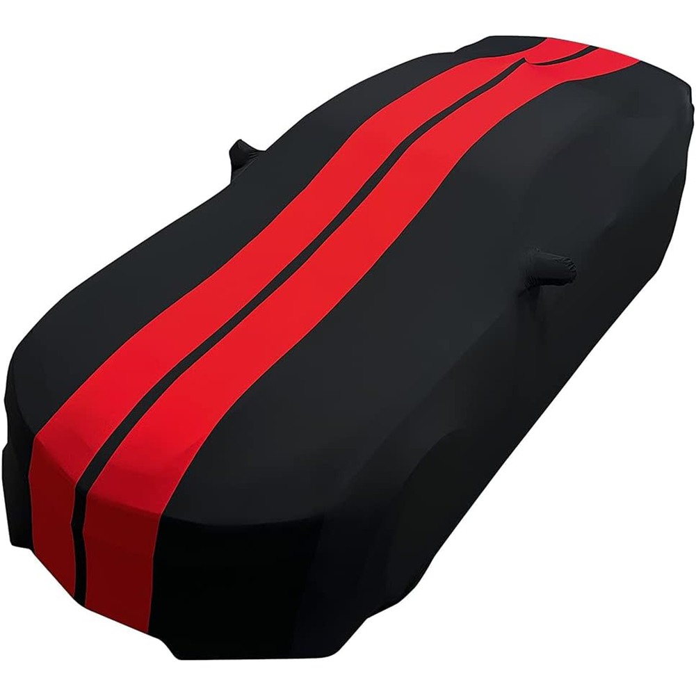 2010-2024 Camaro Ultraguard Sport Series Stretch Satin Indoor Car Cover : Black with Red Stripes 2010-2024 Camaro Ultraguard Sport Series Stretch Satin Indoor Car Cover : Black with Red Stripes - Image 1