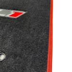 Camaro Ultimat Floor Mats 2 Pc. Set : Red Binding, Black Stitching - ZL1 Logo - Image 2
