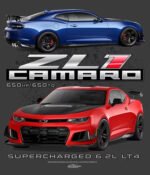 Camaro 6th Gen ZL1 T-Shirt : Charcoal - Image 2