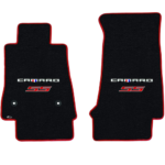 2016-2024 Camaro 2PC Lloyds Mats Velourtex Camaro : Ebony SS Red Double Logo with Red Binding