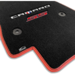 2016-2024 Camaro 2PC Lloyds Mats Velourtex Camaro : Ebony SS Red Double Logo with Red Binding - Image 2