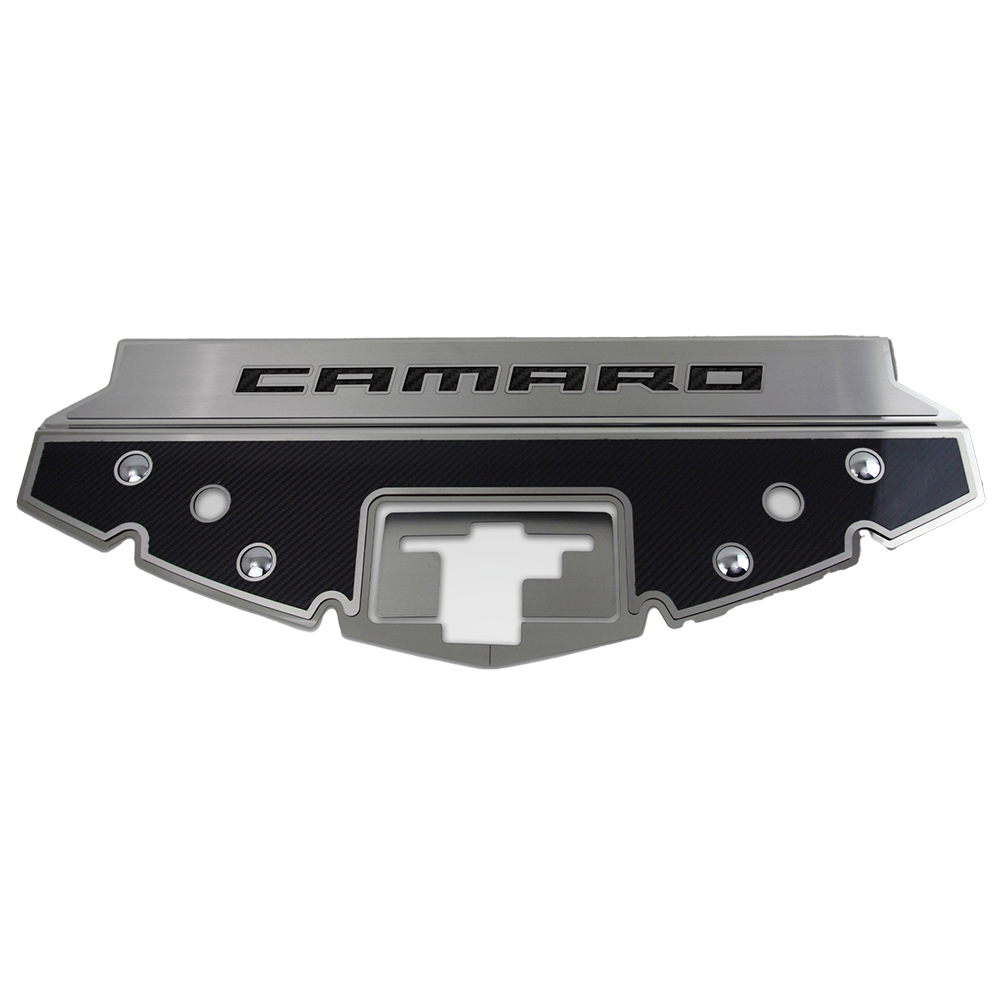 2016-2024 Camaro Header Plate Perforated - Carbon Fiber Inlay : SS, ZL1 2016-2024 Camaro Header Plate Perforated - Carbon Fiber Inlay : SS, ZL1 - Image 1